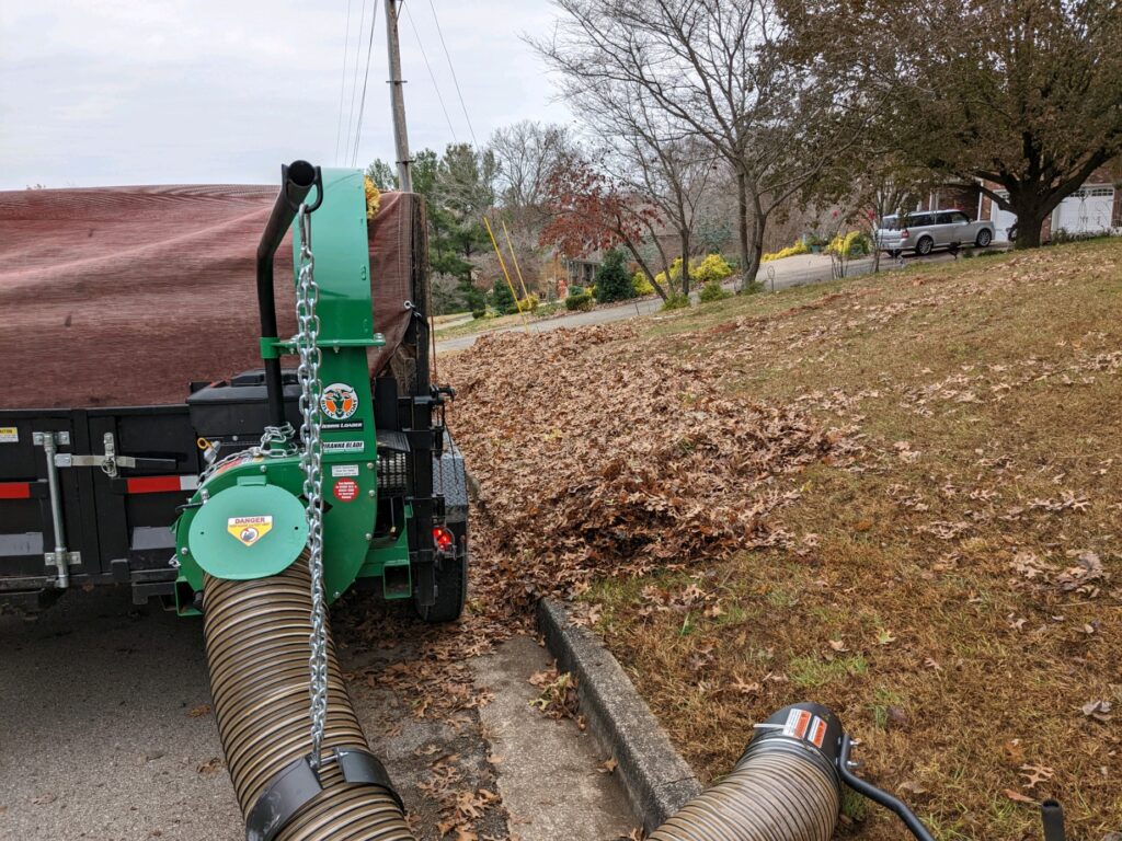 YWS, Yards With Stripes performing a leaf cleanup in Clarksville TN