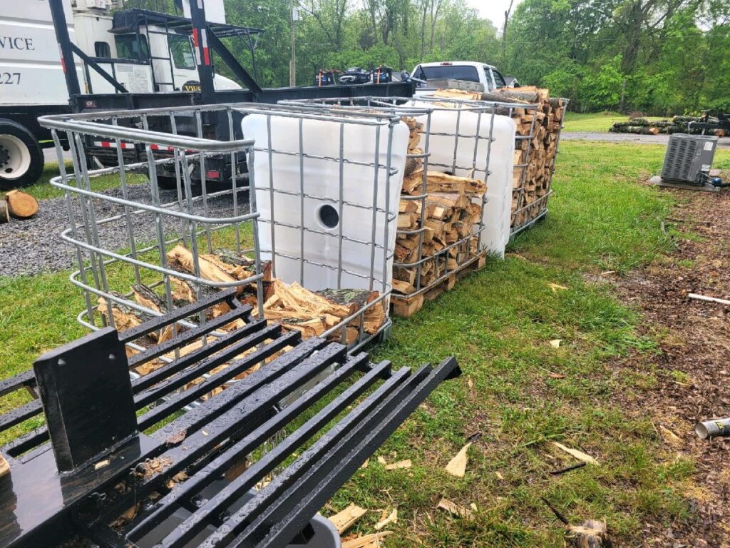 YWS Tree Service processing tree debris into firewood